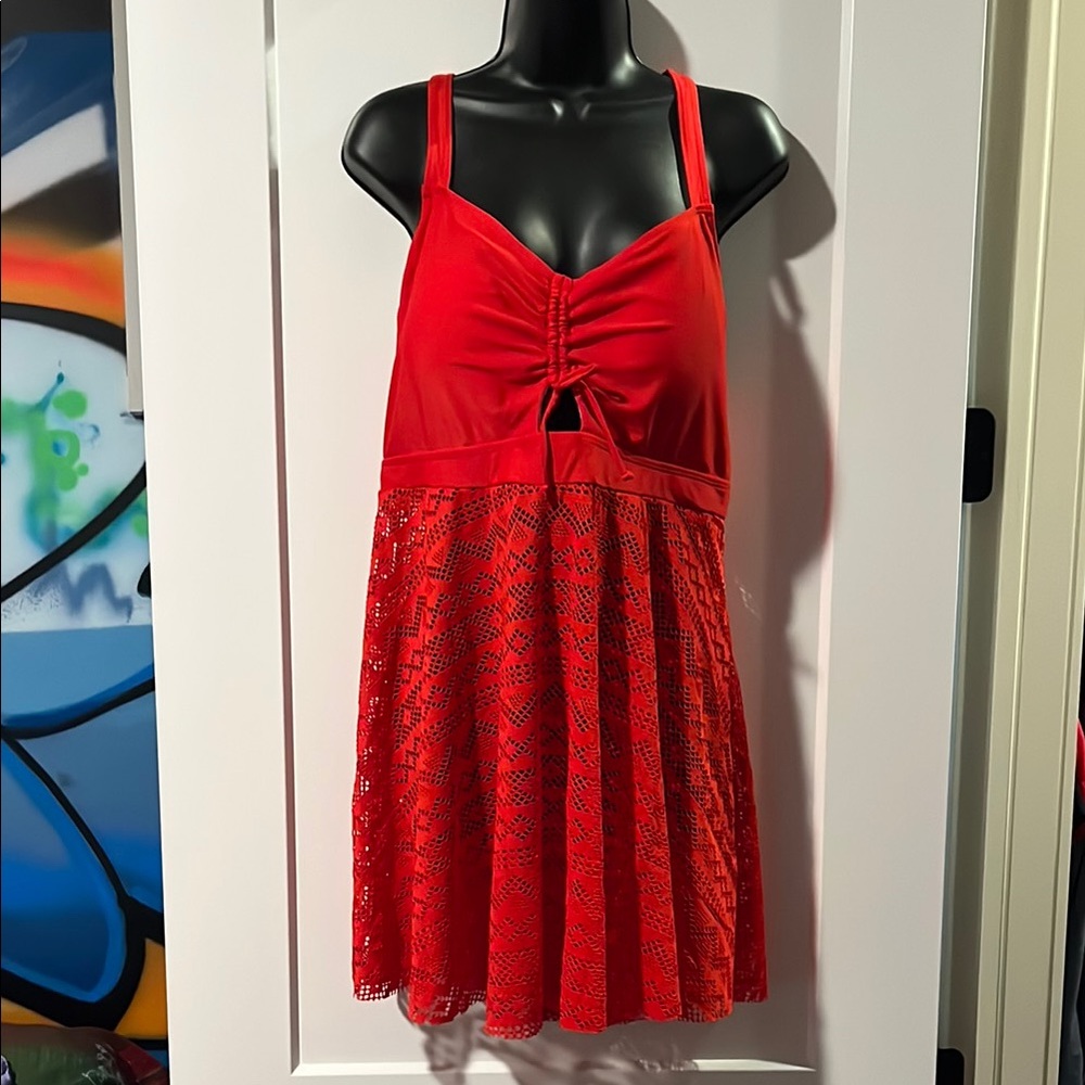 Red Lace Swimsuit Size 4 XL